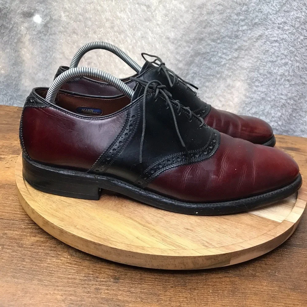Allen Edmonds Polo Saddle Oxford‎ Dress Shoes Mens 9.5C Burgundy/Black *Flaws